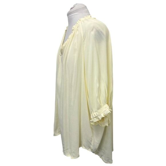 Habitual Womens Pear Sorbet Blouse 3X Lettuce Ruffled V-Neck Flowy Top - Picture 2 of 7